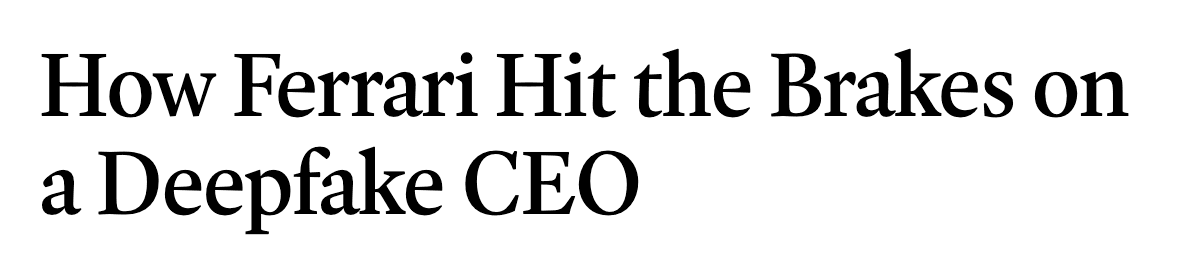 צילום הכותרת ב-MIT Sloan Management Review: How Ferrari Hit the Brakes on a Deepfake CEO